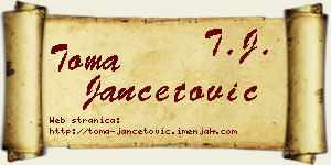 Toma Jančetović vizit kartica